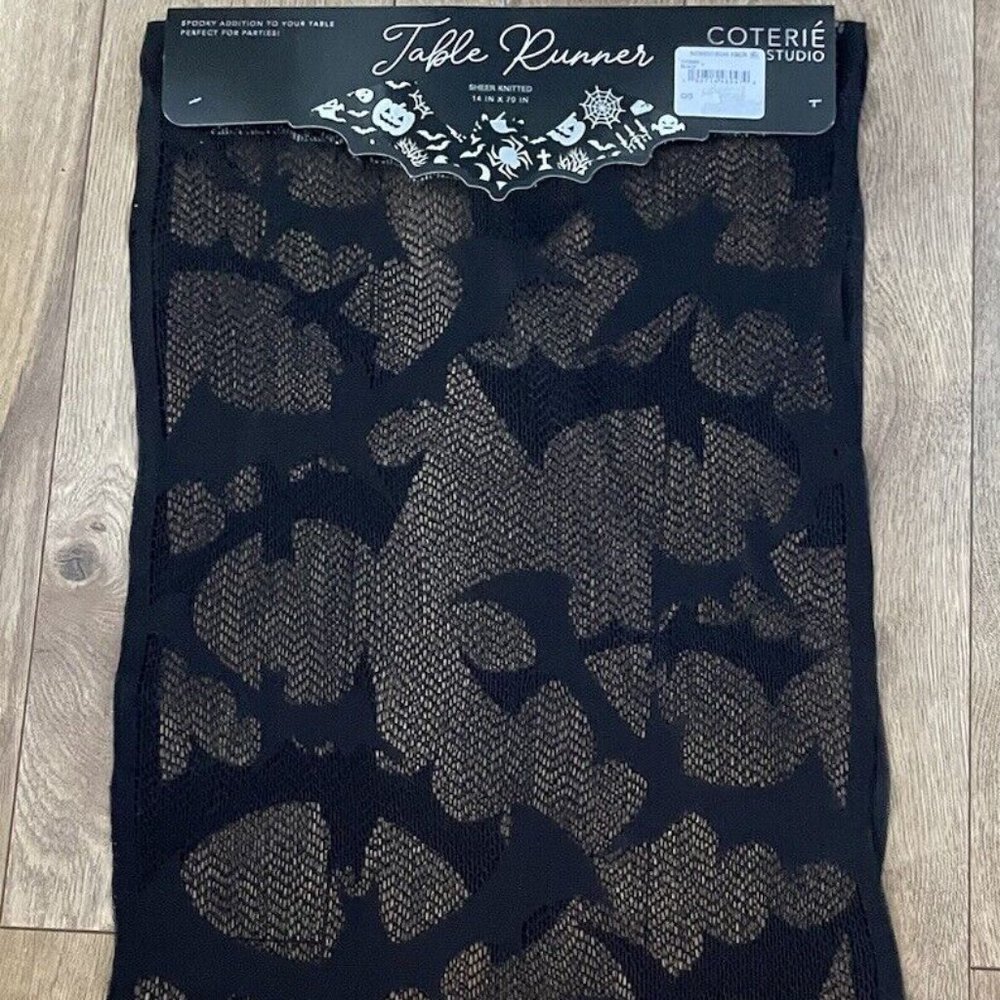 Coterie Studio Halloween Bats Spooky Addition Table Runner 14in x 70in